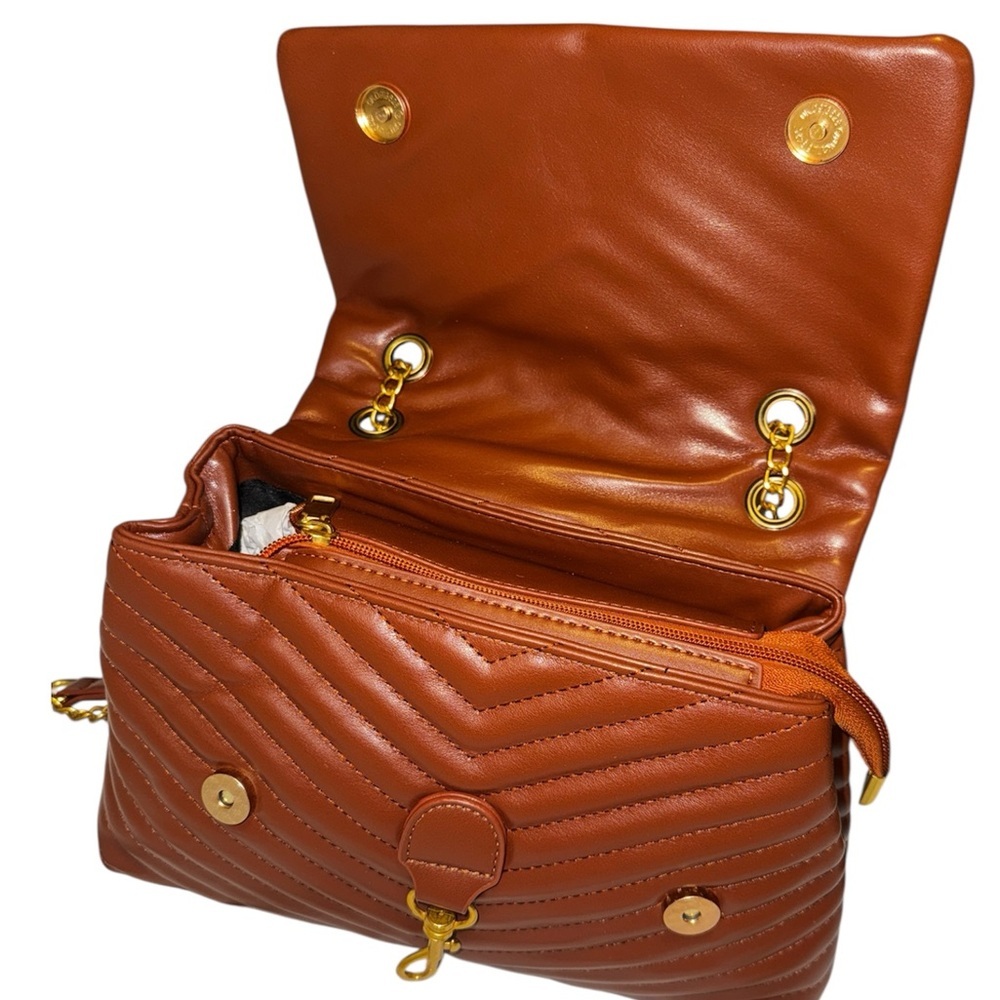 SHEIN Brown Chevron Shoulder Bag - Picture 9 of 9